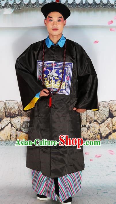 Chinese Beijing Opera Qing Dynasty Minister Costume Embroidered Robe, China Peking Opera Manchu Officer Embroidery Clothing