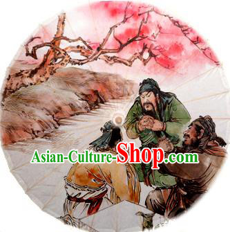 Asian China Dance Handmade Umbrella Stage Performance Props Umbrella Painting Three Chinese Heroes Oil-paper Umbrellas