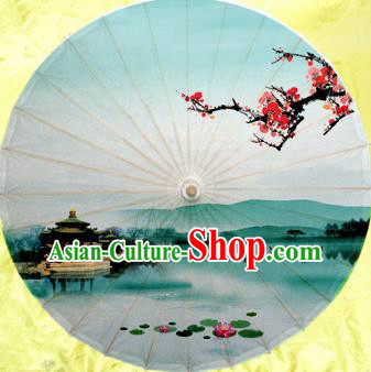 China Traditional Dance Handmade Umbrella Green Oil-paper Umbrella Stage Performance Props Umbrellas
