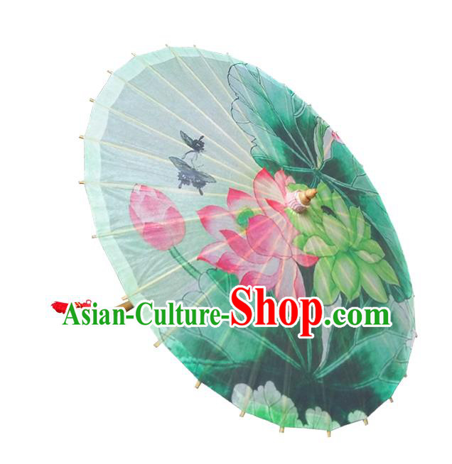 Handmade China Traditional Folk Dance Umbrella Painting Lotus Flowers Oil-paper Umbrella Stage Performance Props Umbrellas