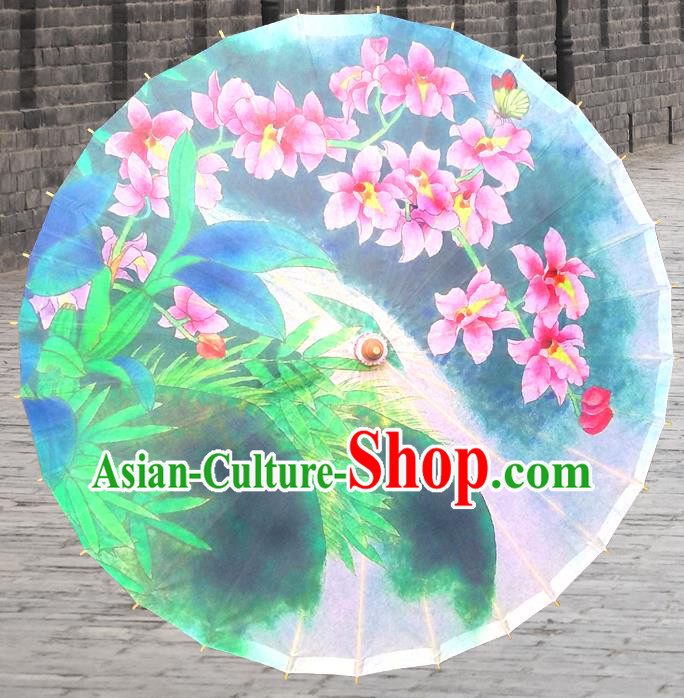 China Traditional Folk Dance Paper Umbrella Hand Painting Flowers Oil-paper Umbrella Stage Performance Props Umbrellas