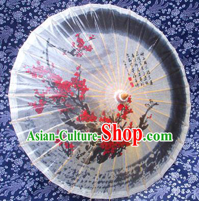 Handmade China Traditional Folk Dance Umbrella Ink Painting Red Plum Blossom Oil-paper Umbrella Stage Performance Props Umbrellas