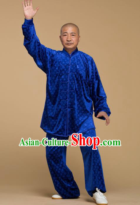 Top Grade Chinese Kung Fu Costume Tai Ji Training Pleuche Uniform, China Martial Arts Gongfu Clothing for Men