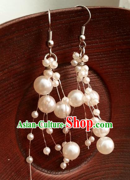 Traditional Handmade Chinese Ancient Princess Accessories Classical Beads Earrings for Women