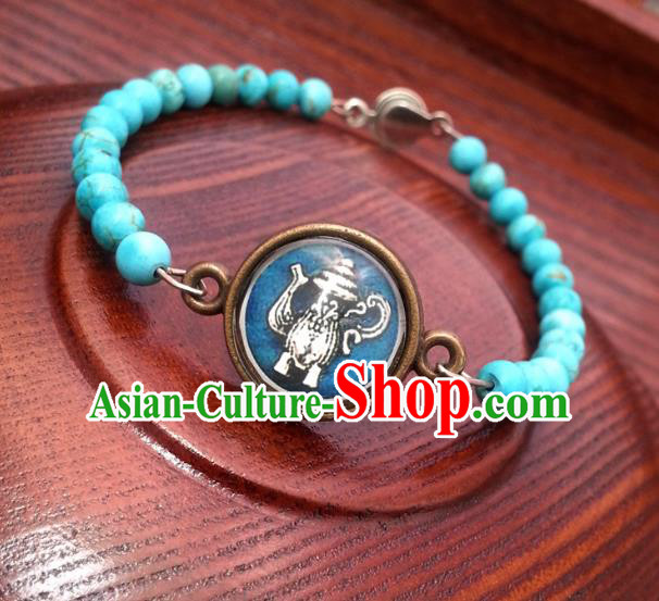 Traditional Handmade Chinese Ancient Classical Accessories Turquoise Bracelets for Women