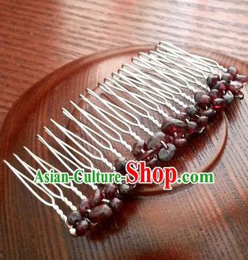 Traditional Handmade Chinese Ancient Classical Hair Accessories Hanfu Garnet Hairpins Hair Comb for Women