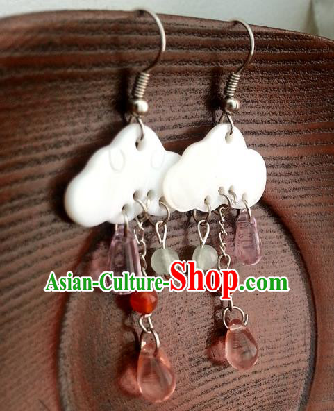 Traditional Chinese Handmade Classical Hanfu Shell Eardrop Ancient Palace Queen Earrings for Women