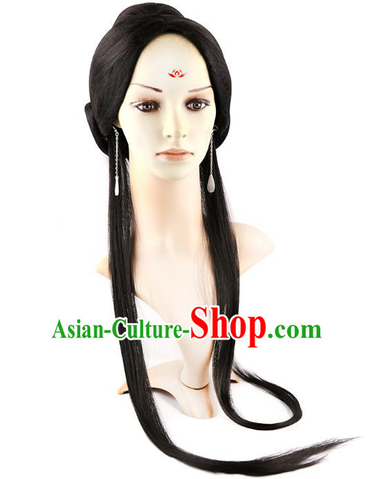 Asian Chinese Handmade Classical Hair Accessories Palace Lady Wig Sheath Chignon for Women