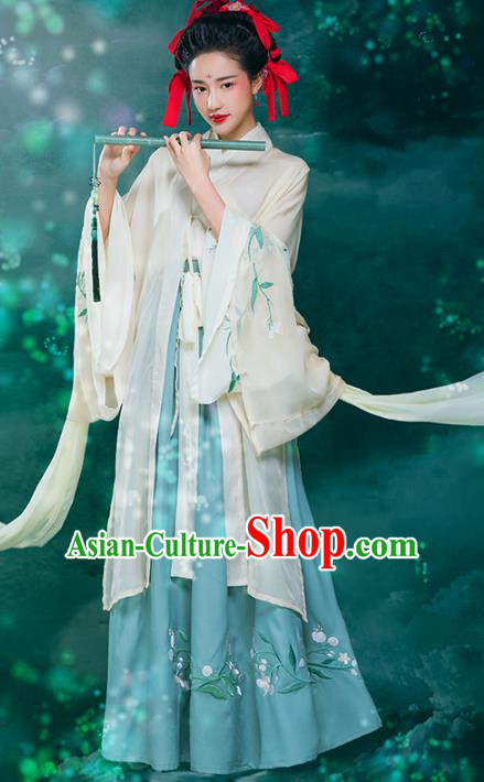 Traditional Chinese Tang Dynasty Princess Costume, China Ancient Palace Lady Embroidered Hanfu Clothing