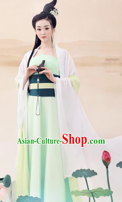 Traditional Chinese Tang Dynasty Fairy Dance Costume, China Ancient Palace Lady Clothing and Headpiece Complete Set