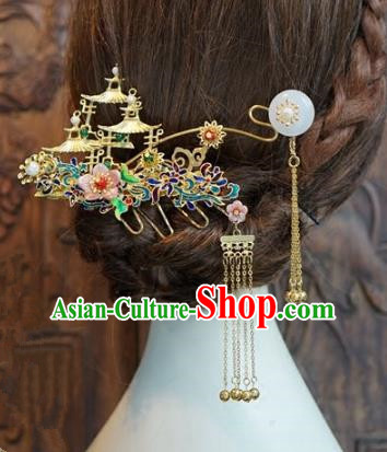 Chinese Handmade Classical Luxurious Hairpins Hair Accessories Ancient Tassel Step Shake for Women