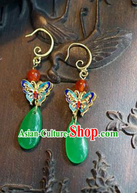 Asian Chinese Traditional Handmade Jewelry Accessories Bride Blueing Butterfly Earrings for Women