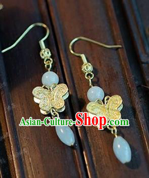 Asian Chinese Traditional Handmade Jewelry Accessories Bride Butterfly Jadeite Earrings for Women