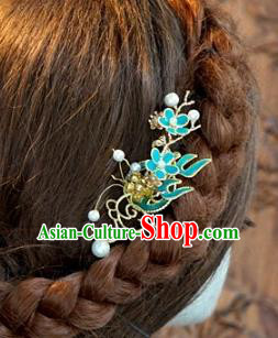 Chinese Handmade Classical Blue Side Hairpins Hair Accessories Ancient Hair Clip for Women