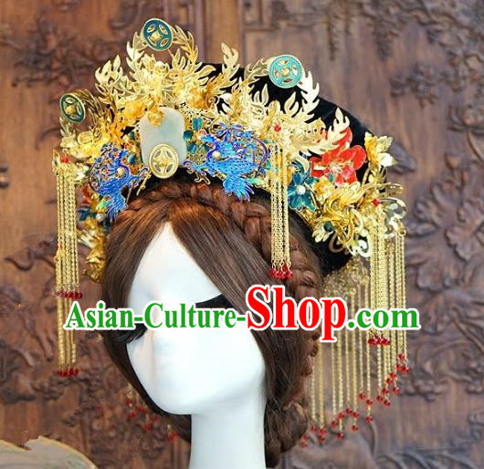 Chinese Handmade Classical Hair Accessories Ancient Qing Dynasty Palace Lady Phoenix Coronet Hairpins for Women