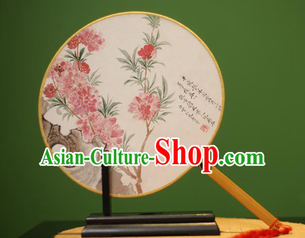 Traditional Chinese Crafts Printing Peach Blossom Round Fan, China Palace Fans Princess Silk Circular Fans for Women