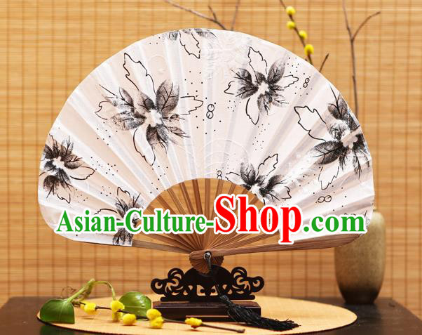 Traditional Chinese Crafts Shell Silk Folding Fan Ink Painting Flowers Bamboo Fans for Women