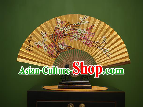 Traditional Chinese Crafts Printing Plum Blossom Folding Fan, China Beijing Opera Paper Fans for Men