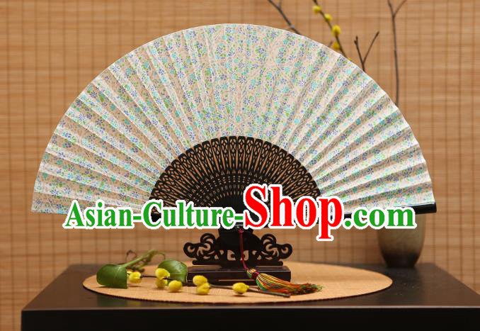 Traditional Chinese Crafts Printing Green Folding Fan, China Beijing Opera Silk Fans for Women