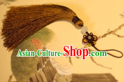 Traditional Chinese Crafts Folding Fan Pendant Brown Tassel Fan Accessories for Women