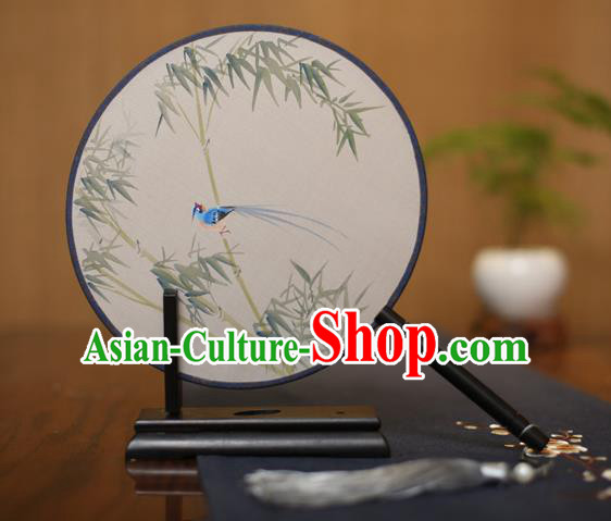 Traditional Chinese Crafts Round Silk Fan, China Palace Fans Princess Printing Bamboo Circular Fans for Women