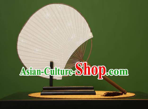 Traditional Chinese Crafts Printing Xuan Paper Fan, Chinese Art Paper Palace Fans Bamboo Handle Fans for Women