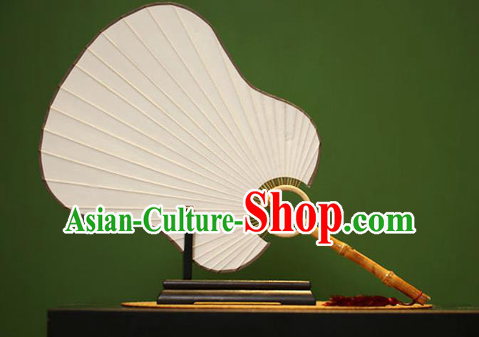 Traditional Chinese Crafts Palm-Leaf Xuan Paper Fan, Chinese Art Paper Palace Fans Bamboo Handle Fans for Women