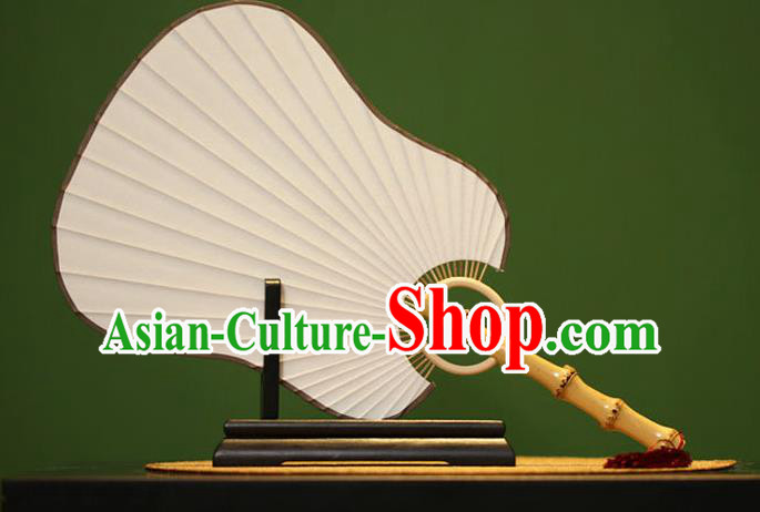 Traditional Chinese Crafts Xuan Paper Palm-Leaf Fan, Chinese Art Paper Palace Fans Bamboo Handle Fans for Women