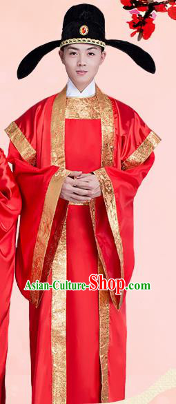 Traditional Chinese Ancient Bridegroom Wedding Costume, China Tang Dynasty Prince Hanfu Clothing for Men