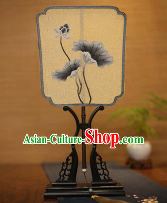 Traditional Chinese Crafts Tapestry Silk Palace Fan, China Printing Lotus Leaf Princess Silk Fans for Women