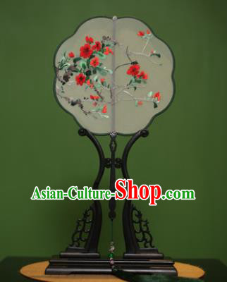 Traditional Chinese Crafts Suzhou Embroidery Flowers Palace Fan, China Princess Embroidered Silk Fans for Women