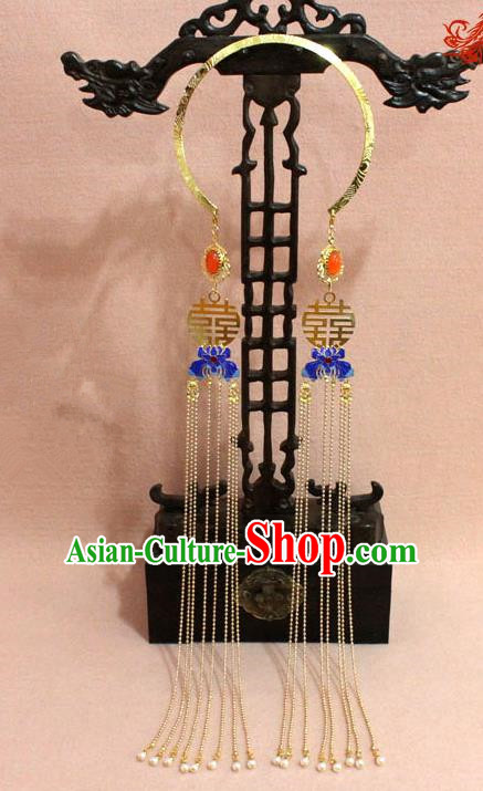 Traditional Chinese Handmade Jewelry Accessories Ancient Bride Necklace Hanfu Cloisonn Lotus Tassel Necklet for Women