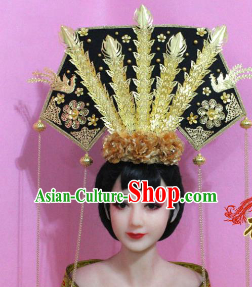 Traditional Chinese Handmade Hair Accessories Ancient Qing Dynasty Manchu Imperial Concubine Phoenix Coronet Headwear for Women