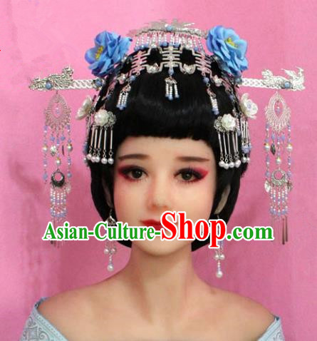 Traditional Chinese Handmade Hair Accessories Ancient Princess Hairpins Tassel Step Shake Phoenix Coronet for Women