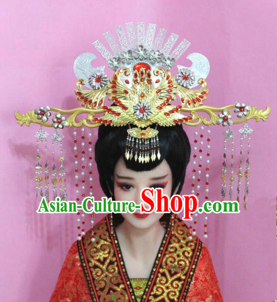 Traditional Chinese Handmade Hair Accessories Ancient Empress Hairpins Phoenix Coronet Complete Set for Women