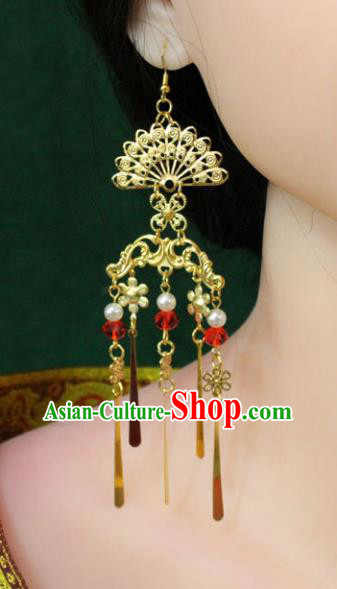 Traditional Chinese Handmade Jewelry Accessories Xiuhe Suit Bride Peacock Earrings Hanfu Eardrop for Women