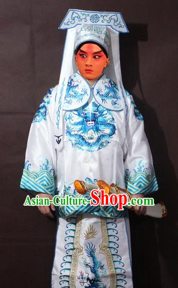 Traditional China Beijing Opera Takefu Costume, Chinese Peking Opera Imperial Bodyguard Embroidered White Gwanbok