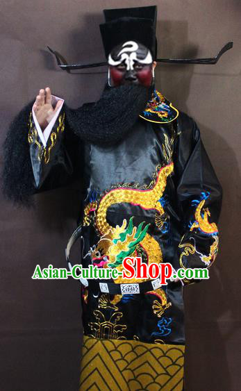 Traditional China Beijing Opera Bao Zheng Costume Embroidered Robe, Chinese Peking Opera Prime Minister Gwanbok