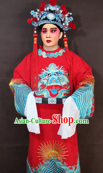 Traditional China Beijing Opera Niche Costume Red Embroidered Robe, Chinese Peking Opera Gifted Scholar Clothing