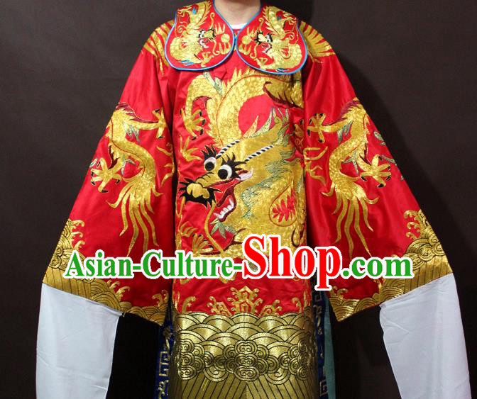 Traditional China Beijing Opera Emperor Costume Red Embroidered Robe, Chinese Peking Opera Gifted Scholar Embroidery Clothing