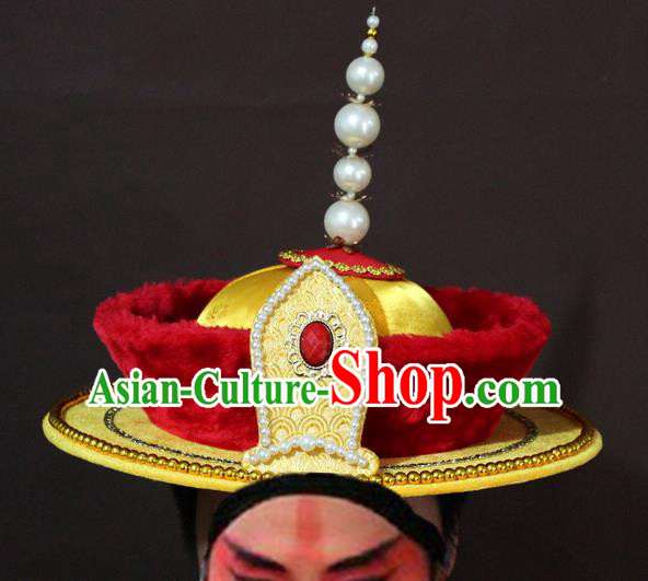 Traditional China Beijing Opera Emperor Hats, Chinese Peking Opera Qing Dynasty Majesty Headwear