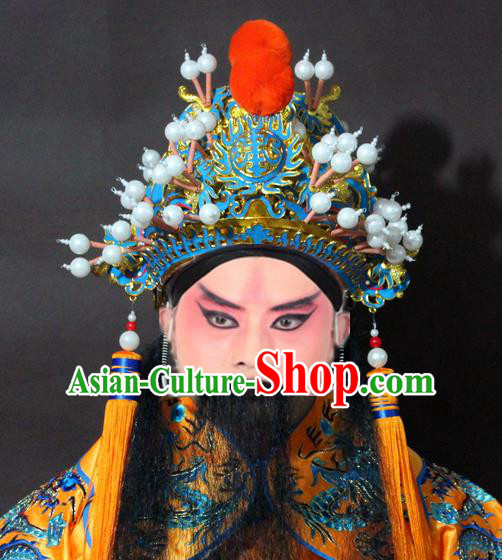 Traditional China Beijing Opera Emperor Hats, Chinese Peking Opera Royal Highness Helmet Headwear