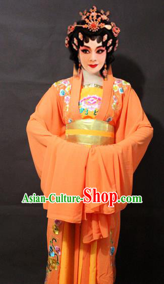 Traditional China Beijing Opera Imperial Concubine Embroidered Yellow Costume, Chinese Peking Opera Actress Embroidery Clothing