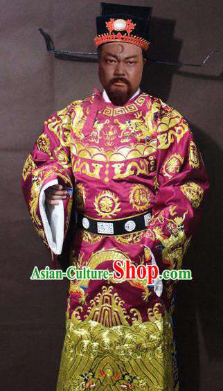 Traditional China Beijing Opera Prime Minister Embroidered Costume, Chinese Peking Opera Bao Zheng Gwanbok Embroidered Robe