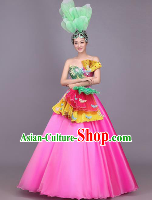 Professional Opening Dance Costume Stage Performance Classical Dance Rosy Dress for Women