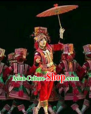 Chinese Traditional Yi Nationality Dance Costume Folk Dance Ethnic Clothing for Women