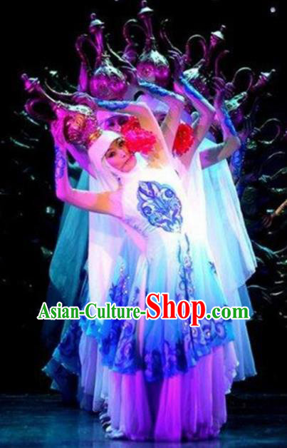 Chinese Traditional Hui Nationality Costume Folk Dance Ethnic Clothing for Women
