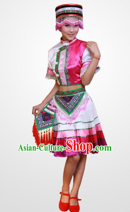 Chinese Traditional Hani Nationality Costume Folk Dance Ethnic Dress for Women