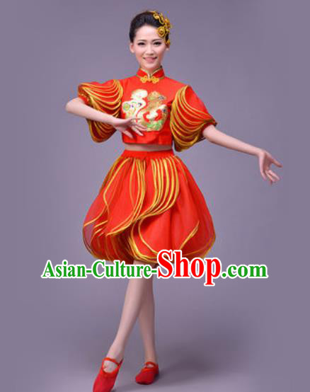 Chinese Classical Dance Costume Traditional Folk Dance Yangko Red Lantern Clothing for Women