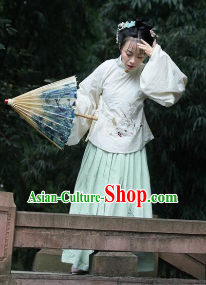 Chinese Traditional Ancient Embroidered Costumes Ming Dynasty Palace Princess Hanfu Dress for Women